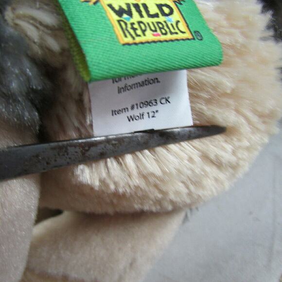 Wild Republic Stuffed Plush Gray Wolf Toy Animal 12" in Seated Pose - Picture 7 of 8